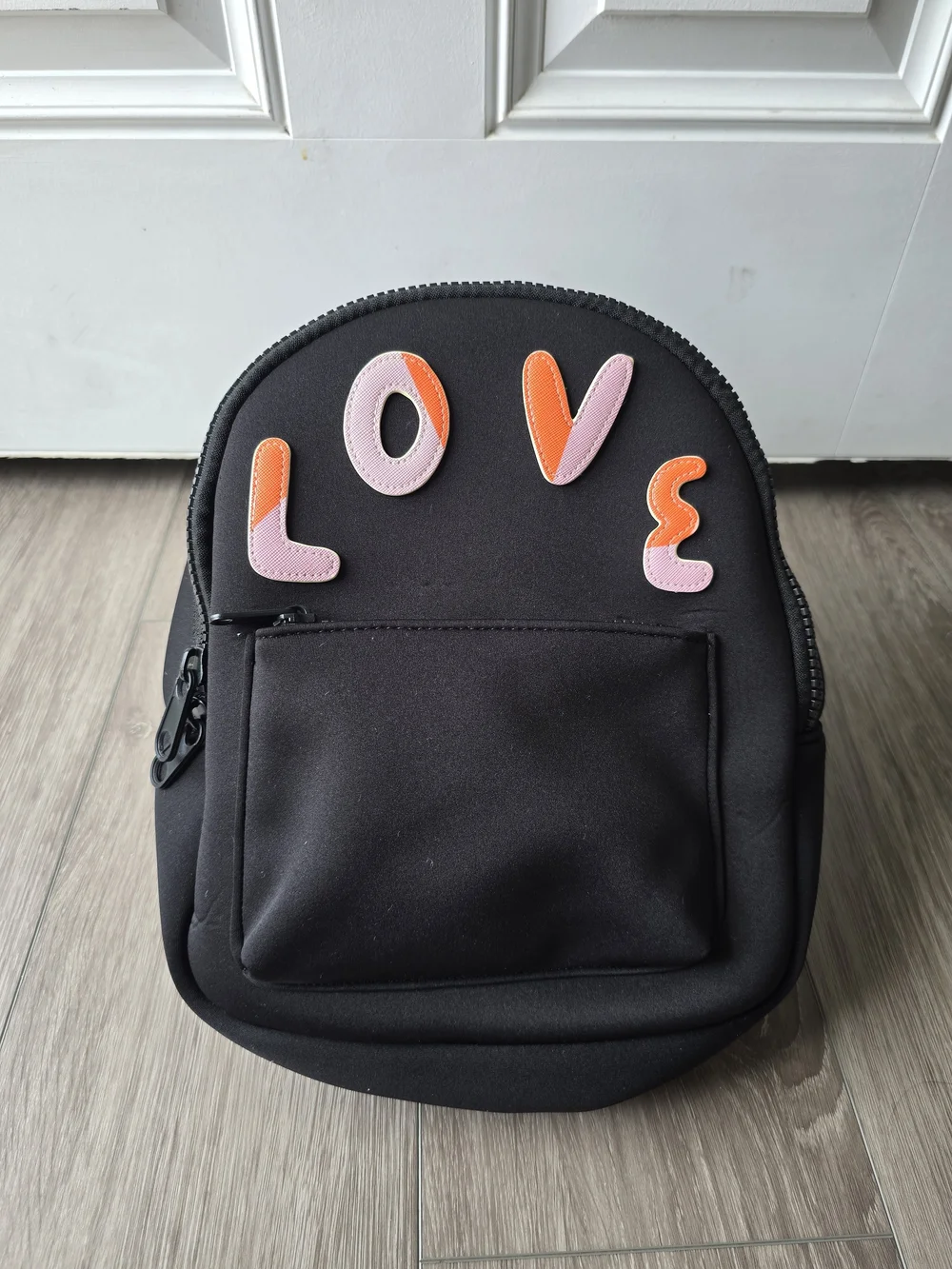 Love Bravery Lady Gaga Elton John Black Neoprene Mini Backpack LOVE Applique